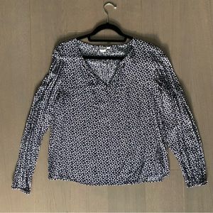 Gap Navy Blue & White Floral Long Balloon Sleeve Blouse